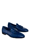 Cesare di Napoli Blue crocodile leather loafers for men - contrast sole, textured leather, tassels. 100% crocodile skin. Insole: leather. Sole Height: Heel Height 2cm. Country of manufacture: Italy. Care: specialized cleaning - photo 3