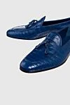 Cesare di Napoli Blue crocodile leather loafers for men - contrast sole, textured leather, tassels. 100% crocodile skin. Insole: leather. Sole Height: Heel Height 2cm. Country of manufacture: Italy. Care: specialized cleaning - photo 5