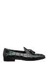 Cesare di Napoli Black Alligator Loafers for men - tassels, textured leather. 100% alligator skin. Insole: leather. Sole Height: Heel Height 2cm. Country of manufacture: Italy. Care: specialized cleaning - photo 1