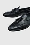 Cesare di Napoli Black Alligator Loafers for men - tassels, textured leather. 100% alligator skin. Insole: leather. Sole Height: Heel Height 2cm. Country of manufacture: Italy. Care: specialized cleaning - photo 5