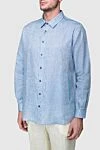 Torras Men's blue linen shirt - 100% linen. Closure: buttons. Country of manufacture: Italy. Care: specialized cleaning - photo 3