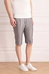 Torras Gray linen shorts for men - stripe pattern. 100% linen. Fastener: zipper, button. two side pockets, two back pockets. Country of manufacture: Italy. Care: specialized cleaning - photo 3