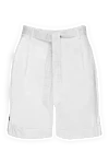 Panicale White shorts for women - belt, clasps, turns. four pockets. 65% cotton, 25% linen, 7% nylon, 3% elastane. zipper. Country of manufacture: Italy. Care: specialized cleaning - photo 1