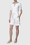 White shorts for women Panicale - belt, clasps, turns. four pockets. 65% cotton, 25% linen, 7% nylon, 3% elastane. zipper. Country of manufacture: Italy. Care: specialized cleaning - photo 2