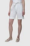 Panicale White shorts for women - belt, clasps, turns. four pockets. 65% cotton, 25% linen, 7% nylon, 3% elastane. zipper. Country of manufacture: Italy. Care: specialized cleaning - photo 3