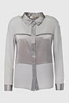 Panicale Gray silk and acrylic blouse for women - contrasting inserts. acrylic, silk, elastane. buttons. Country of manufacture: Italy. Care: specialized cleaning - photo 1