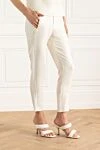 Panicale White viscose trousers for women - two pockets. 95% viscose, 5% elastane. elastic belt. Country of manufacture: Italy. Care: specialized cleaning - photo 3