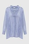 Panicale Blue cotton and silk blouse for women - free cut. cotton, silk. clip. Country of manufacture: Italy. Care: specialized cleaning - photo 1