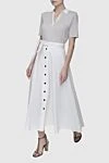 White skirt for women Panicale - belt. 65% cotton, 25% linen, 7% nylon, 3% elastane. belt, buttons. Country of manufacture: Italy. Care: specialized cleaning - photo 2