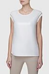 Panicale White viscose blouse for women - sleeveless. 95% viscose, 5% elastane. Country of manufacture: Italy. Care: specialized cleaning - photo 3