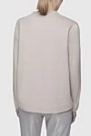 White cotton jumper for women Panicale - veil, contrasting insert. 98% cotton, 2% elastane. Country of manufacture: Italy. Care: specialized cleaning - photo 4