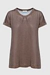 Panicale Brown T-shirt made of viscose and lame for women - lurex. 80% viscose, 20% lame. Country of manufacture: Italy. Care: specialized cleaning - photo 1