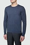 Cesare di Napoli Wool jumper blue for men - 100% wool. Country of origin: Italy. Care: specialized cleaning - photo 3