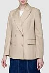 P.A.R.O.S.H. Women's beige cotton and elastane jacket - slot. 97% cotton, 3% elastane. Closure: button. two side pockets. Lining: 100% cupro. Country of manufacture: Italy. Care: specialized cleaning - photo 3