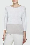 Peserico White linen and cotton jumper for women - contrasting inserts. 60% linen, 40% cotton. Country of manufacture: Italy. Care: specialized cleaning - photo 3