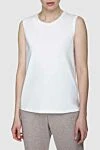 Peserico White cotton T-shirt for women - sleeveless. 100% cotton. Country of manufacture: Italy. Care: specialized cleaning - photo 3