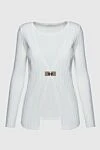 Peserico White viscose and polyester jumper for women - textured pattern, metal clasp on the front. 62% viscose, 38% polyester. Country of manufacture: Italy. Care: specialized cleaning - photo 1