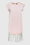 Peserico Pink cotton dress for women - button. combined fabric, ruffle. 98% cotton, 2% elastane. Country of manufacture: Italy. Care: specialized cleaning - photo 1