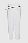 Peserico White polyester trousers for women - contrasting belt. 100% polyester. zipper, belt. Country of manufacture: Italy. Care: specialized cleaning - photo 1