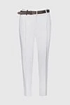 Peserico White viscose trousers for women - contrasting belt. 96% viscose, 4% elastane. zipper, button, belt. Country of manufacture: Italy. Care: specialized cleaning - photo 1