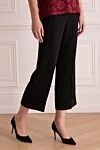 Peserico Black viscose trousers for women - 96% viscose, 4% elastane. elastic belt. Country of manufacture: Italy. Care: specialized cleaning - photo 3