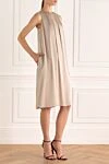 Peserico Beige viscose dress for women - Fastener: tie. sleeveless, gathered fabric. 100% viscose. Country of manufacture: Italy. Care: specialized cleaning - photo 3