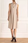 Beige viscose dress for women Peserico - Fastener: tie. sleeveless, gathered fabric. 100% viscose. Country of manufacture: Italy. Care: specialized cleaning - photo 4