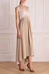 Peserico Beige viscose and polyester dress for women - zipper. combination of fabrics, sleeveless. 50% viscose, 50% polyester. Country of manufacture: Italy. Care: specialized cleaning - photo 3