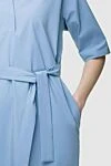 Peserico Blue cotton dress for women - buttons, belt. short sleeve. 96% cotton, 4% elastane. Country of manufacture: Italy. Care: specialized cleaning - photo 5