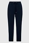 Peserico Women's black pants with white side stripes - two pockets. 100% polyester. elastic belt with lacing. Country of origin: Italy. Care: specialized cleaning - photo 1