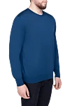 Cesare di Napoli Cashmere and silk jumper blue for men - 70% cashmere, 30% silk. Country of origin: Italy. Care: specialized cleaning - photo 3