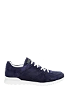 Kiton Blue nubuck sneakers for men - contrast sole. 100% nubuck. laces. Country of manufacture: Italy. Care: specialized cleaning - photo 1