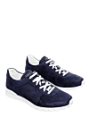 Kiton Blue nubuck sneakers for men - contrast sole. 100% nubuck. laces. Country of manufacture: Italy. Care: specialized cleaning - photo 3