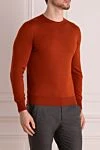 Cesare di Napoli Cashmere, silk and wool jumper orange for men - 35% cashmere, 35% wool, 30% silk. Country of manufacture: Italy. Care: specialized cleaning - photo 3