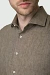 Tombolini Men's beige linen shirt - 100% linen. Closure: buttons. Country of manufacture: Italy. Care: specialized cleaning - photo 5