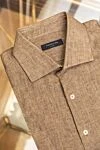 Tombolini Men's beige linen shirt - 100% linen. Closure: buttons. Country of manufacture: Italy. Care: specialized cleaning - photo 7