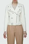 Fleur de Paris Women's white genuine leather jacket - oblique zipper. 100% genuine leather. Closure: zipper. two side pockets, one chest pocket, one with flap. Country of manufacture: Italy. Care: specialized cleaning - photo 3