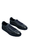 Doucal`s Black leather sneakers for men - perforation. 100% genuine leather. lacing. height 2cm. Country of manufacture: Italy. Care: specialized cleaning - photo 3