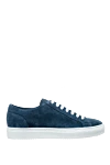 Doucal`s Blue suede sneakers for men - contrast sole. 100% natural suede. lacing. height 2 cm. Country of manufacture: Italy. Care: specialized cleaning - photo 1