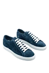 Doucal`s Blue suede sneakers for men - contrast sole. 100% natural suede. lacing. height 2 cm. Country of manufacture: Italy. Care: specialized cleaning - photo 3