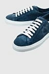 Doucal`s Blue suede sneakers for men - contrast sole. 100% natural suede. lacing. height 2 cm. Country of manufacture: Italy. Care: specialized cleaning - photo 5