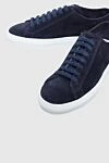 Doucal`s Blue suede sneakers for men - contrast sole. 100% natural suede. lacing. height 2 cm. Country of manufacture: Italy. Care: specialized cleaning - photo 5