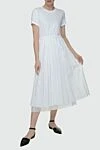 Peserico White cotton dress for women - elastic belt. short sleeve, pleated. 100% cotton. Country of manufacture: Italy. Care: specialized cleaning - photo 3