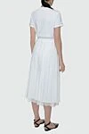 White cotton dress for women Peserico - elastic belt. short sleeve, pleated. 100% cotton. Country of manufacture: Italy. Care: specialized cleaning - photo 4