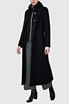 Black coat for women Herno - 53% wool, 18% viscose, 15% polyamide, 14% mohair. Closure: zipper. two side pockets, one inside pocket. Lining: 100% silk. Country of origin: Italy. Care: specialized cleaning - photo 2