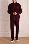 Men's sports suit made of wool, silk and polyamide, burgundy Billionaire - Embroidered brand logo. 52% wool, 41% silk, 7% polyamide. Closure: Drawstring, zipper. Four side pockets. Country of manufacture: Italy. Care: specialized cleaning - photo 2