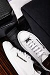 White leather sneakers for men Billionaire - logo print. 100% genuine leather. lacing. sole height 2cm. Country of manufacture: Italy. Care: specialized cleaning - photo 6