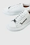 Billionaire White leather sneakers for men - logo print. 100% genuine leather. lacing. sole height 2cm. Country of manufacture: Italy. Care: specialized cleaning - photo 5