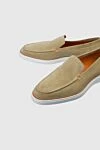 Santoni Beige suede loafers for men - contrast sole. 100% suede. platform height 2cm. Country of manufacture: Italy. Care: specialized cleaning - photo 5