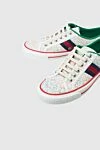 Gucci White canvas sneakers for women - floral pattern, contrasting stripes, logo. canvas. lacing. Country of manufacture: Italy. Care: specialized cleaning - photo 5